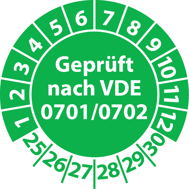 Prüfplaketten Geprüft nach VDE 0701 0702