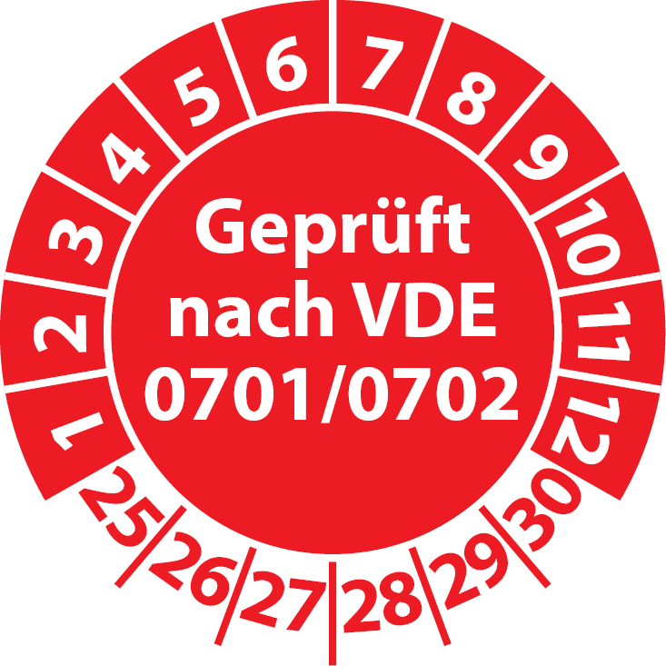 Prüfplaketten Geprüft nach VDE 0701 0702