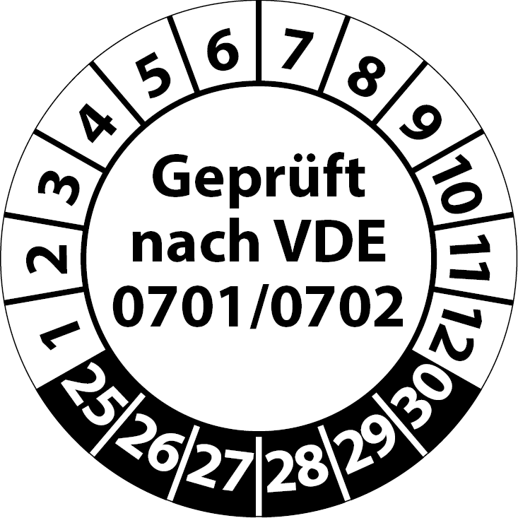 Prüfplaketten Geprüft nach VDE 0701 0702