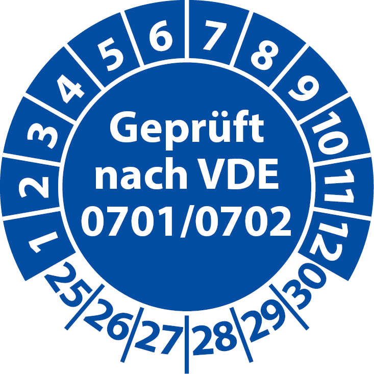Prüfplaketten Geprüft nach VDE 0701 0702