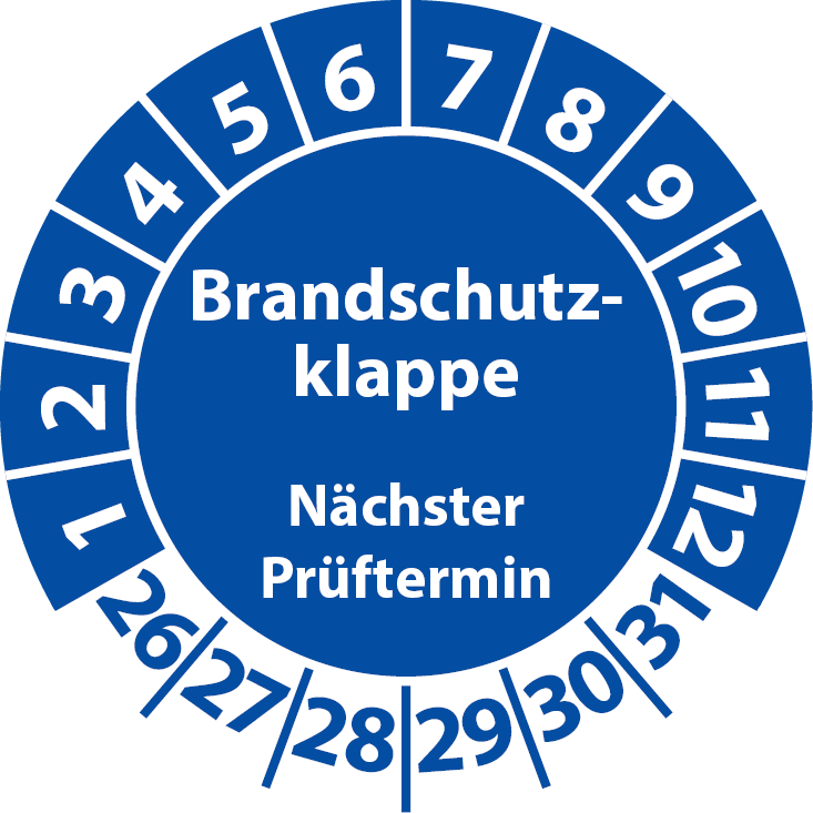 Prüfplaketten Brandschutzklappe Nächster Prüftermin BSK