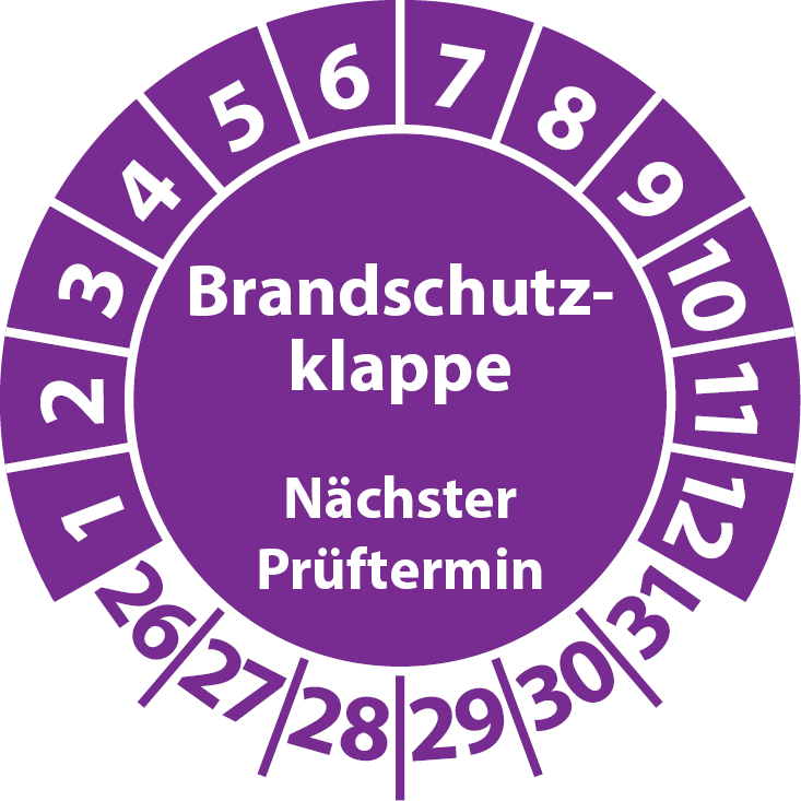 Prüfplaketten Brandschutzklappe Nächster Prüftermin BSK