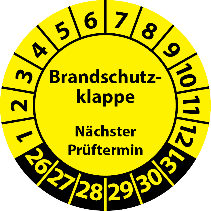 Prüfplaketten Brandschutzklappe Nächster Prüftermin BSK