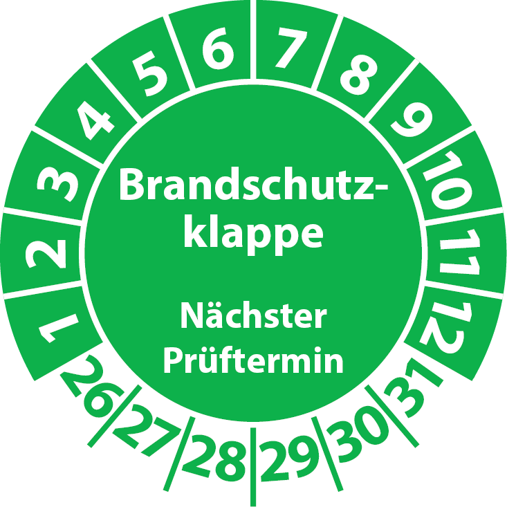 Prüfplaketten Brandschutzklappe Nächster Prüftermin BSK
