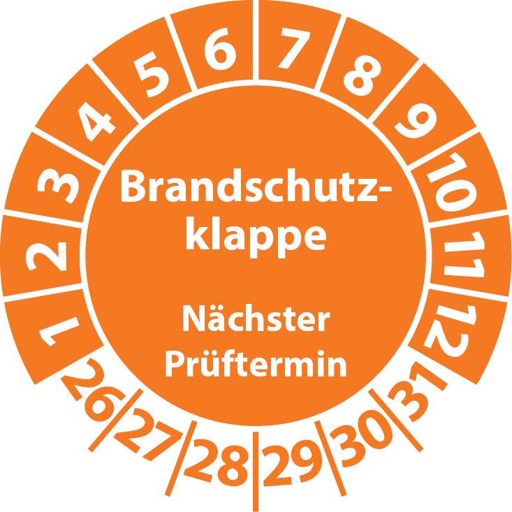Prüfplaketten Brandschutzklappe Nächster Prüftermin BSK