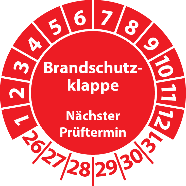 Prüfplaketten Brandschutzklappe Nächster Prüftermin BSK