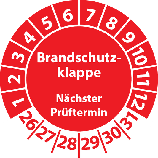 Prüfplaketten Brandschutzklappe Nächster Prüftermin BSK