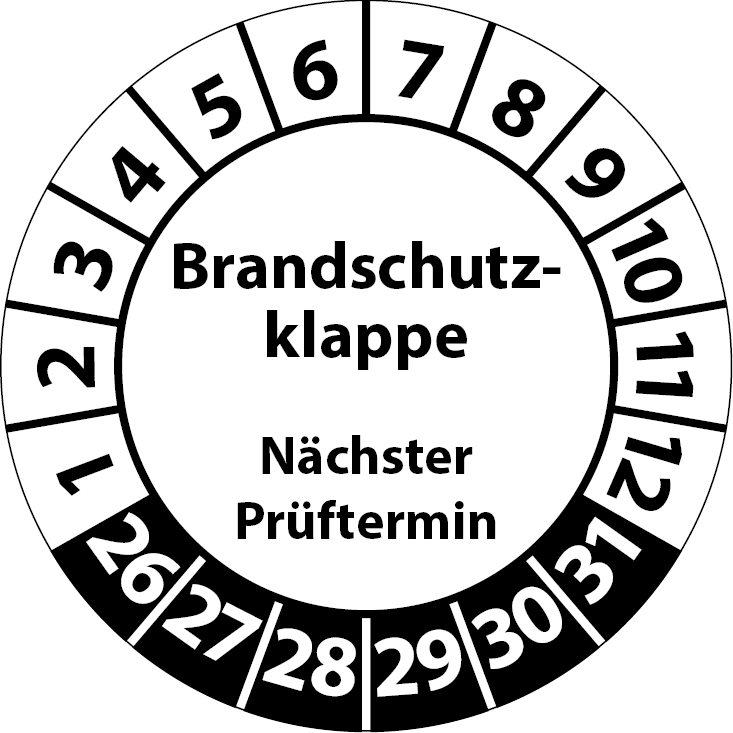 Prüfplaketten Brandschutzklappe Nächster Prüftermin BSK