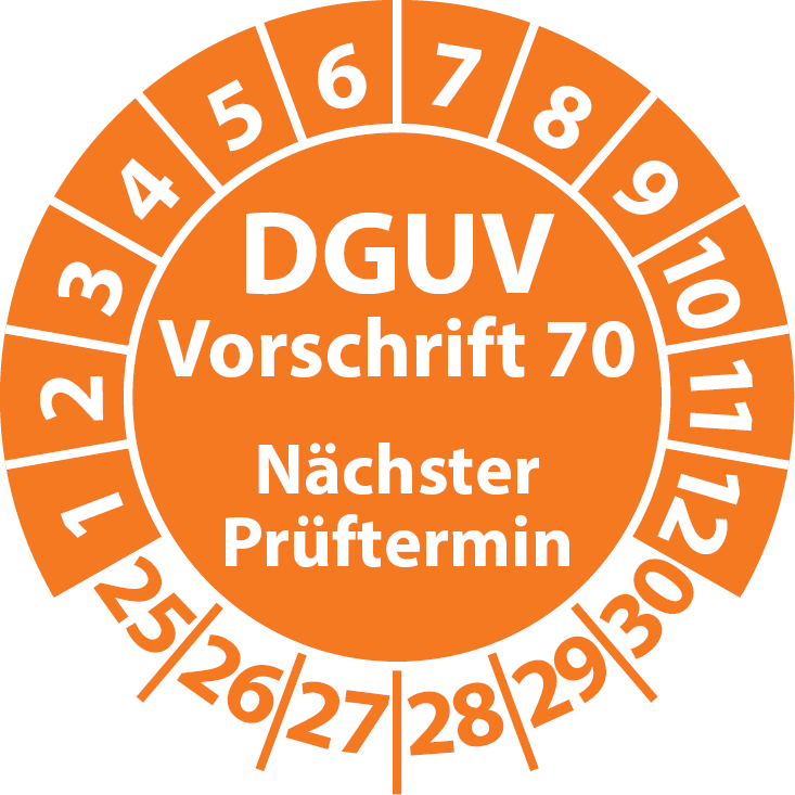 Prüfplakette DGUV Vorschrift 70 Nächster Prüftermin - Plakette DGUV-V70 (UVV)