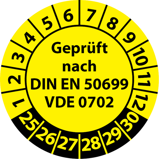 Prüfplaketten Geprüft nach DIN EN 50699 VDE 0702 (Wiederholungsprüfung)