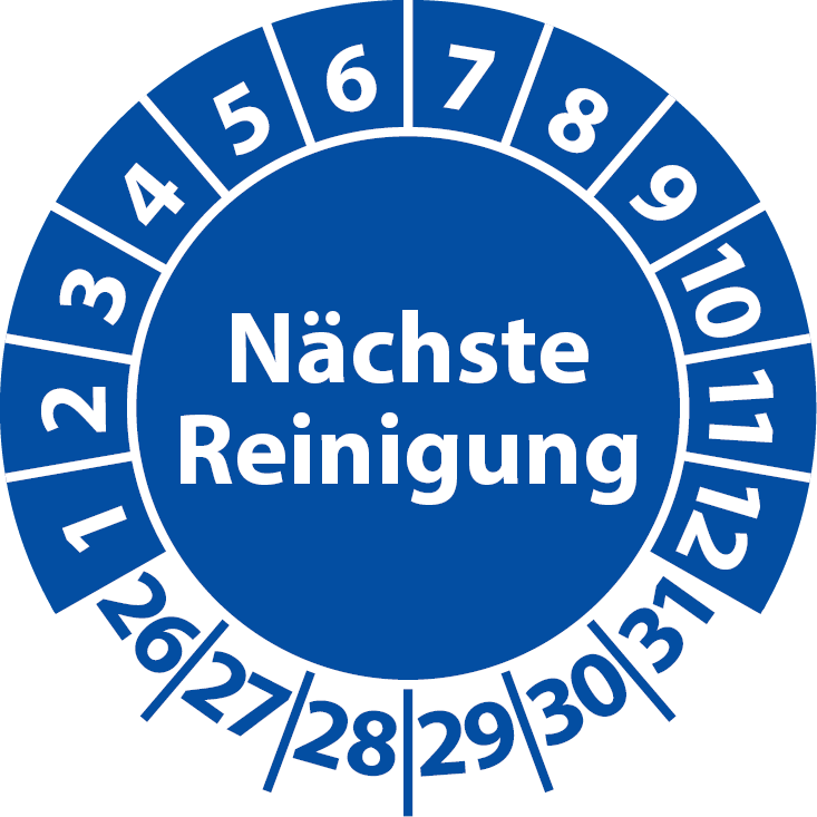 Prüfplaketten Nächste Reinigung