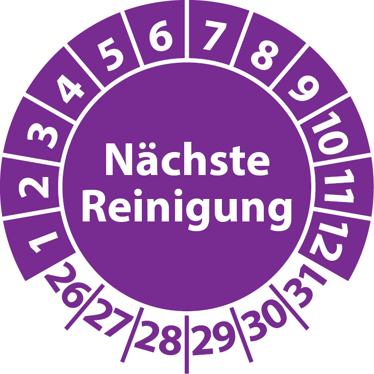 Prüfplaketten Nächste Reinigung