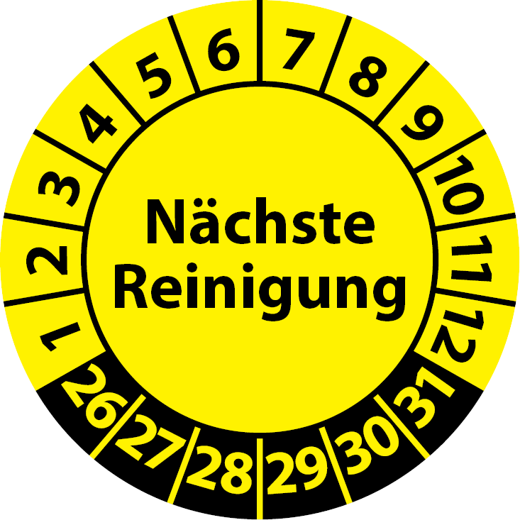 Prüfplaketten Nächste Reinigung