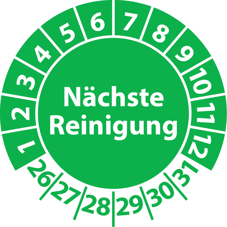 Prüfplaketten Nächste Reinigung