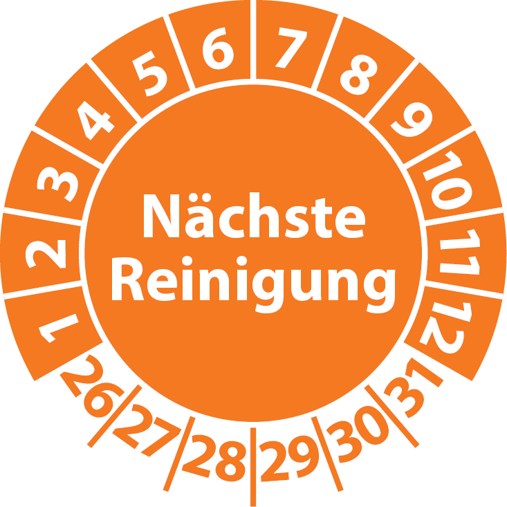 Prüfplaketten Nächste Reinigung