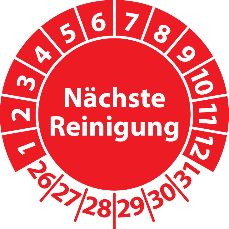 Prüfplaketten Nächste Reinigung