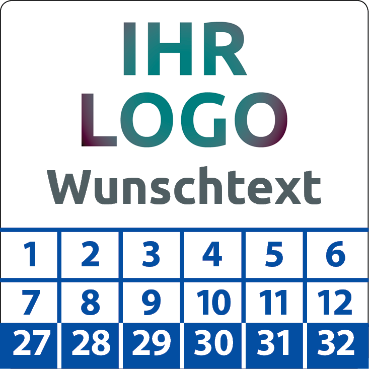 Prüfplaketten mit Logo & Wunschtext quadratisch - Plakette mit Firmenlogo selbst gestalten