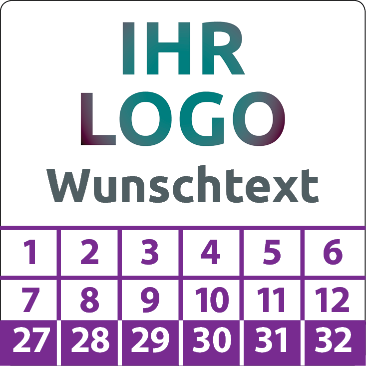 Prüfplaketten mit Logo & Wunschtext quadratisch - Plakette mit Firmenlogo selbst gestalten