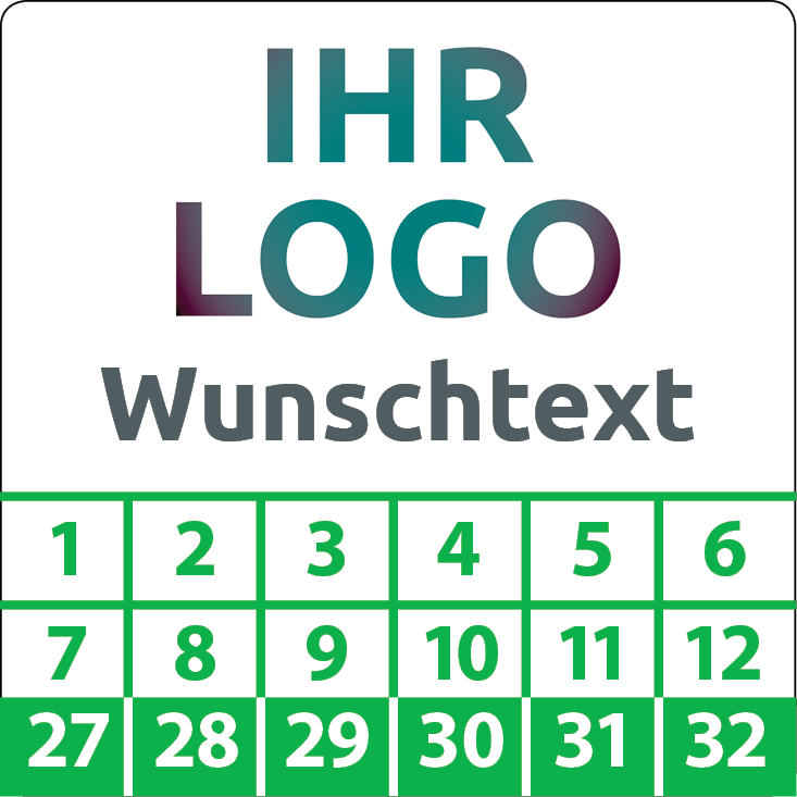 Prüfplaketten mit Logo & Wunschtext quadratisch - Plakette mit Firmenlogo selbst gestalten