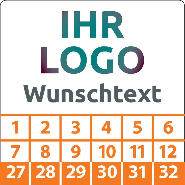 Prüfplaketten mit Logo & Wunschtext quadratisch - Plakette mit Firmenlogo selbst gestalten
