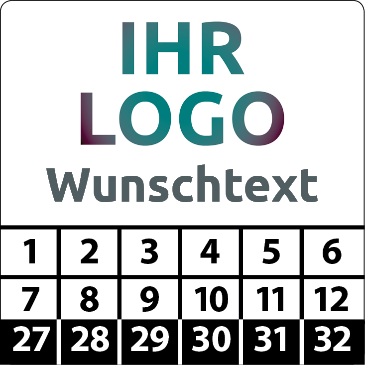 Prüfplaketten mit Logo & Wunschtext quadratisch - Plakette mit Firmenlogo selbst gestalten