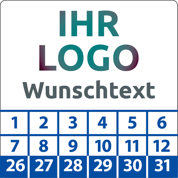 Prüfplaketten mit Logo & Wunschtext quadratisch - Plakette mit Firmenlogo selbst gestalten