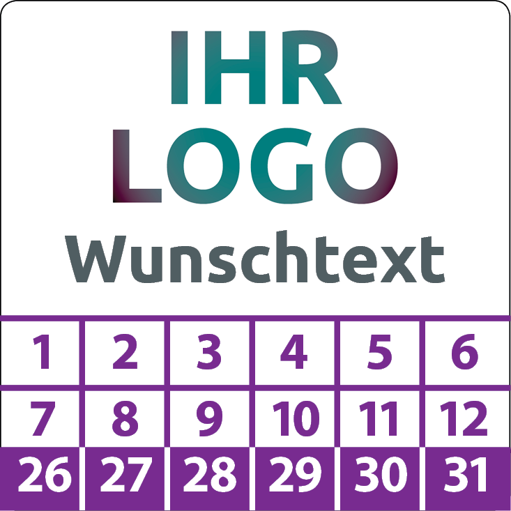 Prüfplaketten mit Logo & Wunschtext quadratisch - Plakette mit Firmenlogo selbst gestalten