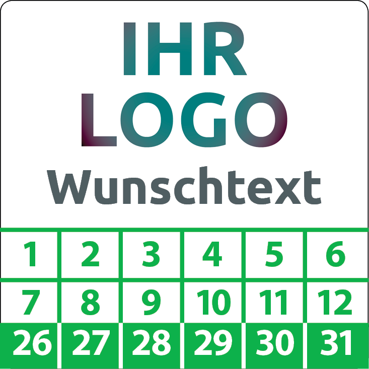 Prüfplaketten mit Logo & Wunschtext quadratisch - Plakette mit Firmenlogo selbst gestalten
