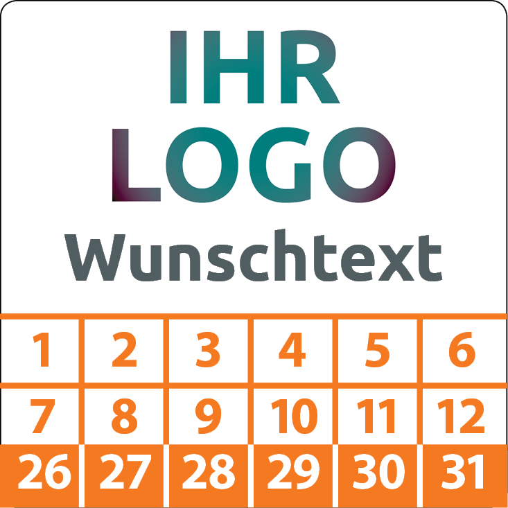 Prüfplaketten mit Logo & Wunschtext quadratisch - Plakette mit Firmenlogo selbst gestalten