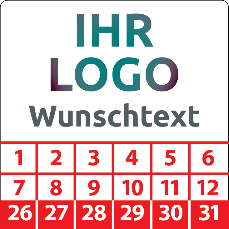 Prüfplaketten mit Logo & Wunschtext quadratisch - Plakette mit Firmenlogo selbst gestalten