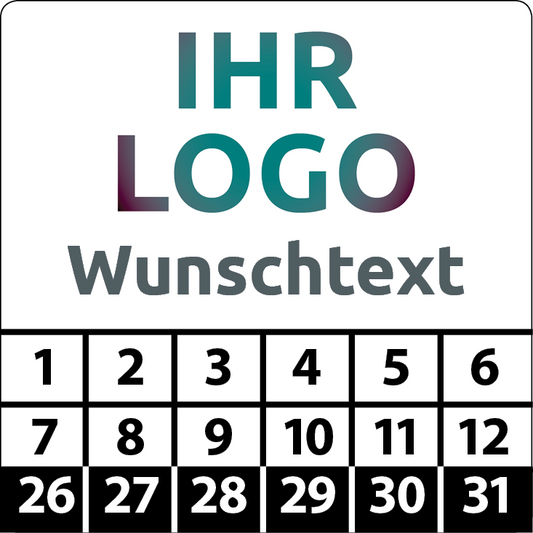 Prüfplaketten mit Logo & Wunschtext quadratisch - Plakette mit Firmenlogo selbst gestalten