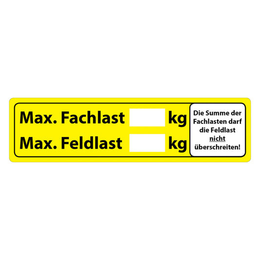 Regalaufkleber Fachlast / Feldlast, 150 x 40 mm, Aufkleber für Regale / Regalprüfung