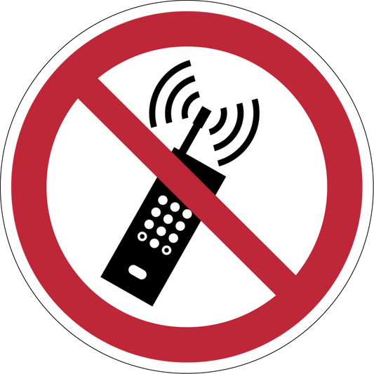 Verbotszeichen Aufkleber P013 Eingeschaltete Mobiltelefone verboten