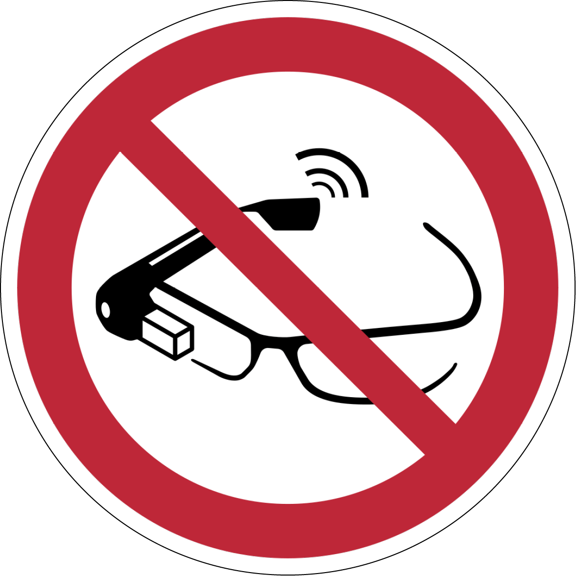 Verbotszeichen Aufkleber P044 Nutzung von Datenbrillen verboten