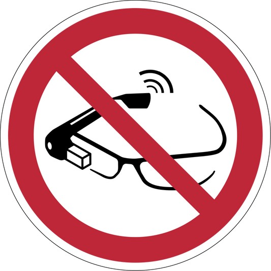 Verbotszeichen Aufkleber P044 Nutzung von Datenbrillen verboten