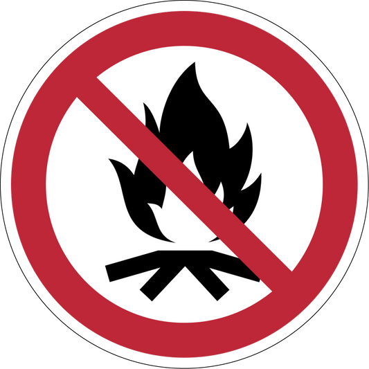 Verbotszeichen Aufkleber P045 Lagerfeuer verboten