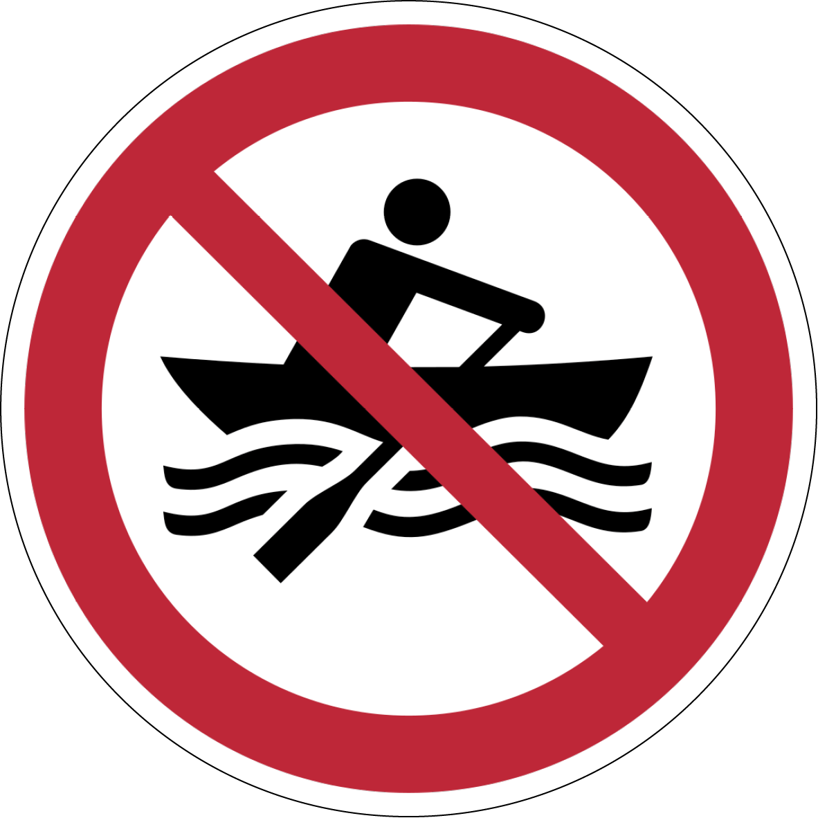 Verbotszeichen Aufkleber P055 Muskelbetriebene Boote verboten