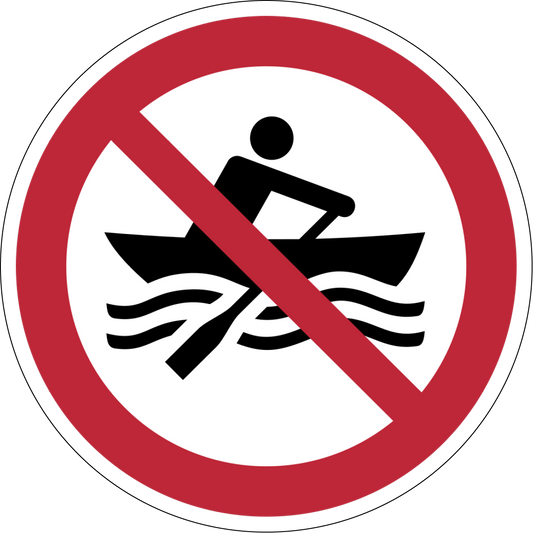 Verbotszeichen Aufkleber P055 Muskelbetriebene Boote verboten
