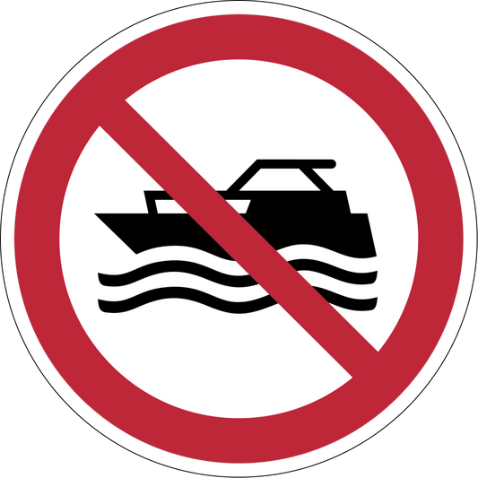 Verbotszeichen Aufkleber P056 Maschinenbetriebene Boote verboten