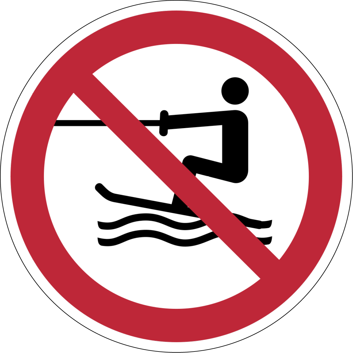 Verbotszeichen Aufkleber P058 Wasserski-Aktivitäten verboten