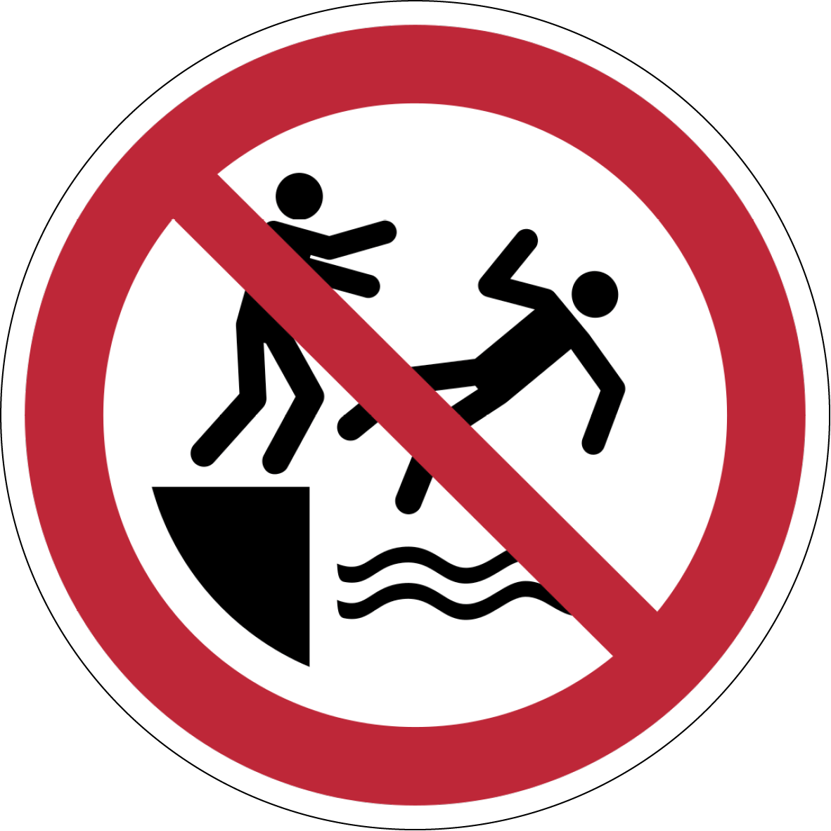 Verbotszeichen Aufkleber P062 In das Wasser schubsen verboten