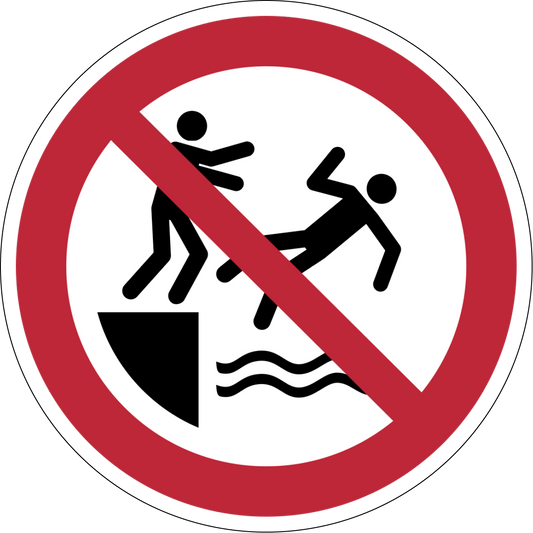 Verbotszeichen Aufkleber P062 In das Wasser schubsen verboten