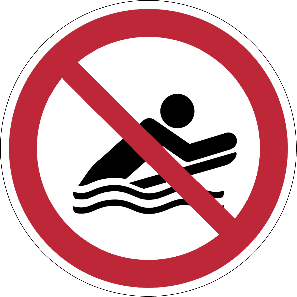 Verbotszeichen Aufkleber P063 Body-Boarding verboten