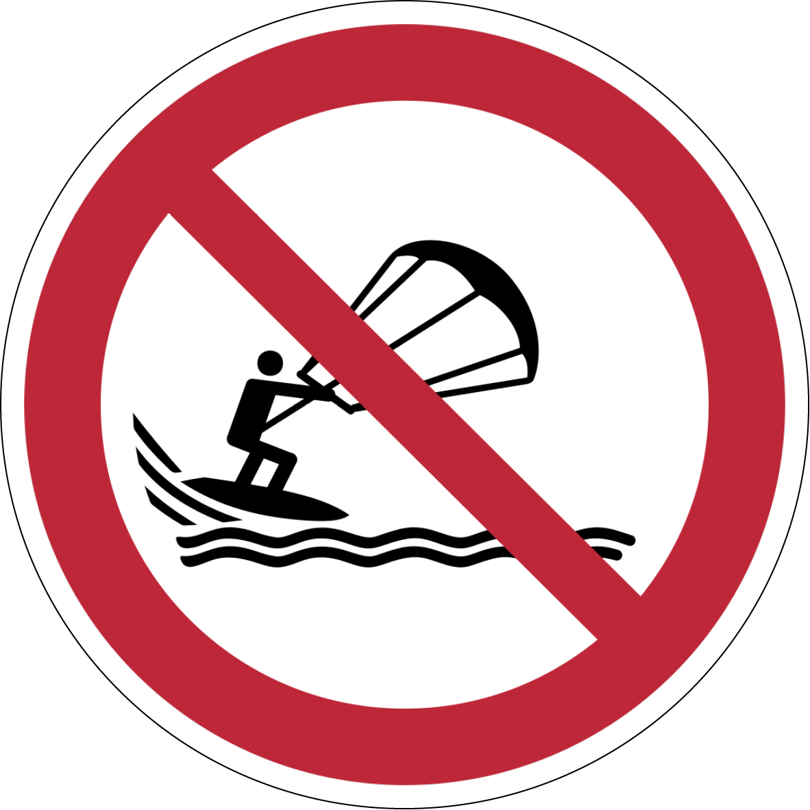 Verbotszeichen Aufkleber P065 Kitesurfen verboten