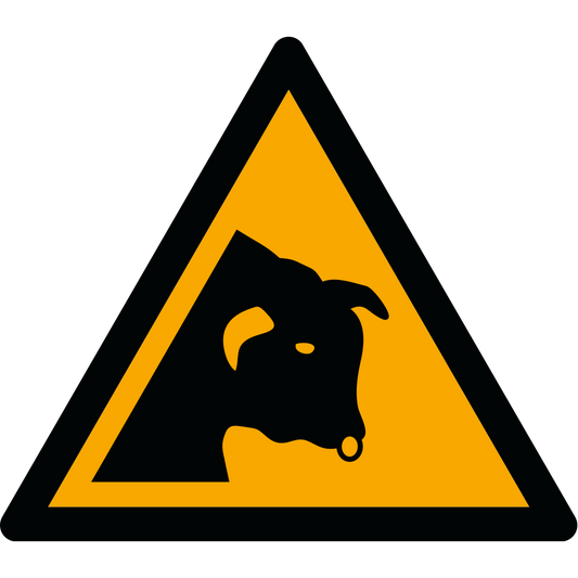 Warnzeichen Aufkleber W034 Warnung vor Stier