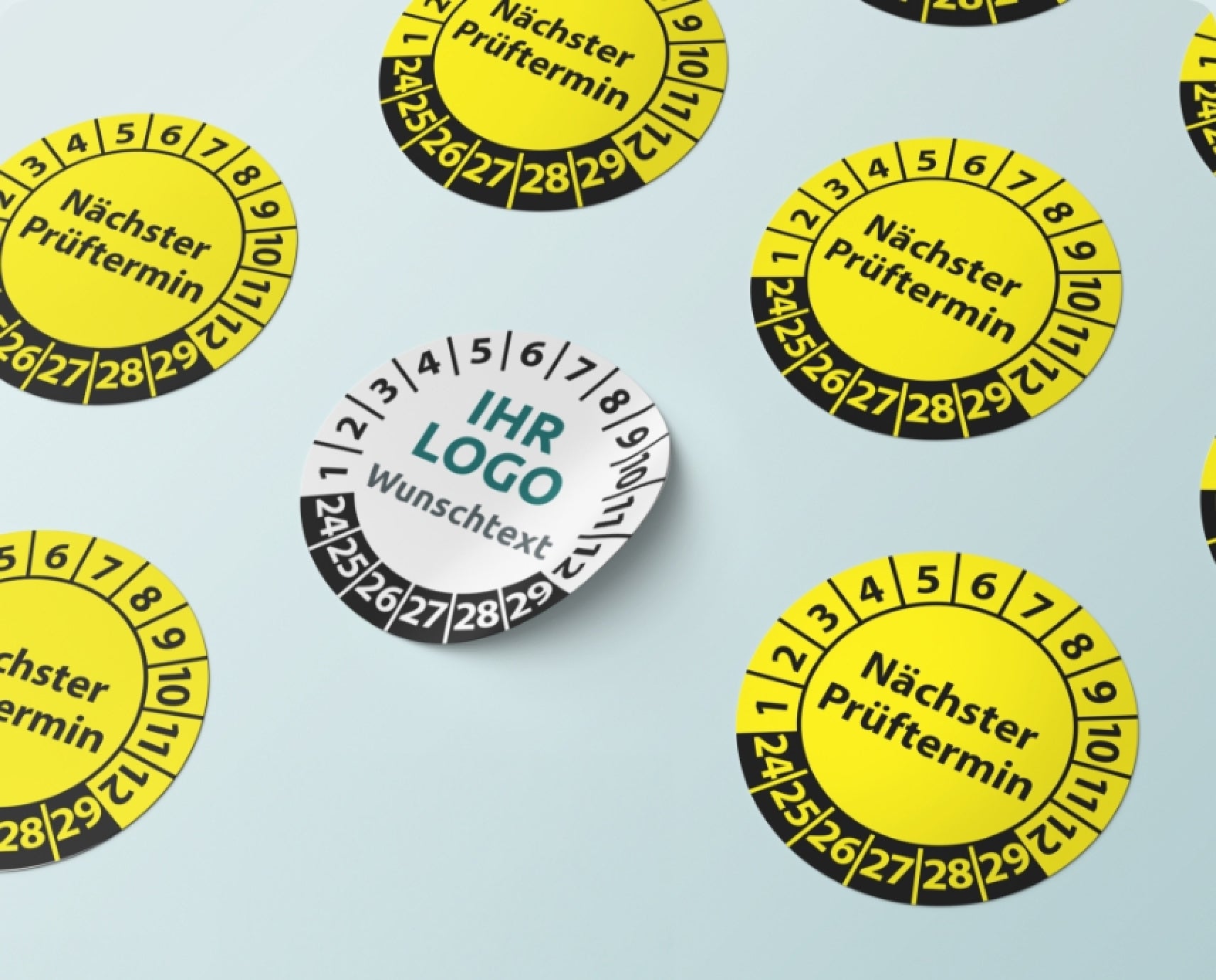 Prüfplaketten Set Personalisierbar - Prüfetiketten 30mm Mit Logo