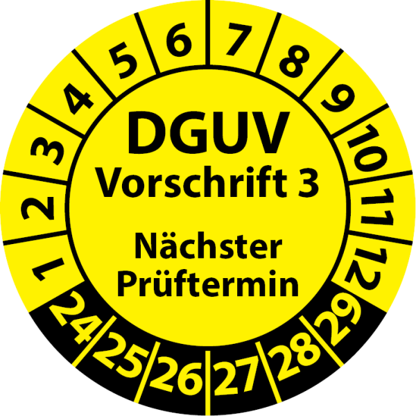 Prüfplaketten DGUV Vorschrift 3 Nächster Prüftermin - Aufkleber DGUV-V3